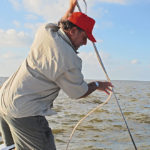 Bourgeois planting his Cajun Anchor reminded the author of a harpooner.