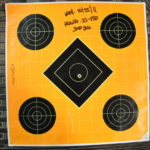 After an afternoon of shooting, the .22-250 HOWA 1500 bolt-action finally broke in, grouped three shots under 1 inch at 200 yards, and produced this final shot at 300 yards.