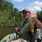 A big bluegill falls to Looney’s tactics in the canal off of Grand Bayou.