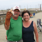 Charlie Theriot and his wife Lisa have been crabbing off the old Highway 1 bridge for 20 years.