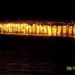 Much of the eastern Caminada Pass Bridge burned on the night of September 19, 2009.