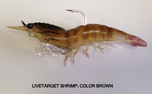 Live Target Saltwater Shrimp Soft Plastic 4pk Rigged SSF75SK913 Glow 3" 