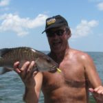For delicious pompano, use the jigs with the smallest hooks available — and always tip with maaaw-ket shrimp.