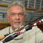 Dupre will do custom decorate work on demand. The top rod is finished with genuine snake skin. The reel seat on the bottom rod is made of alligator jawbone.