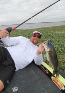 FLW pro JT Kenney expects to find big bass around the edges of grass mats.
