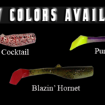 A photo showing the three brand new color combos available from Vortex Shad.