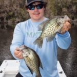 Hibbs recommends fishing a double rig with crappie jigs to help get the feel of fishing deep; although he rarely catches two at a time.