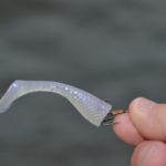 4. The finished bait should ride at an angle to the hook so it flutters in the current.
