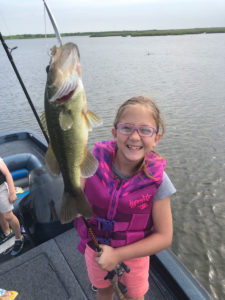 Lillian Lambert nabbed her first bass fishing near Bayou Bienvenue.
