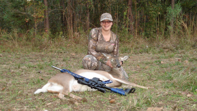 Properly sighting-in your rifle scope can be the difference between meat in the freezer and going home empty-handed. Tiffany McPhie harvested her first deer, this 107-pound doe, while hunting on opening weekend of the rifle season with her 6.5 Grendel at Hunt n Freedom in Laurel, Miss.