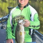 This Stephensville bass fell for a slow-falling twitching white Mister Twister Jerk Rat cast by Winston Michel near a laydown in a canal east of Bayou Cheramie.