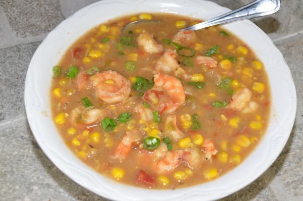 This Corn and Shrimp Soup was originally made with river shrimp.