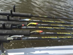 Shakespeare Crappie hunter rods are long-time favorites of Turner, but he’s also beginning to use the new high tech ACC Crappie Stix.
