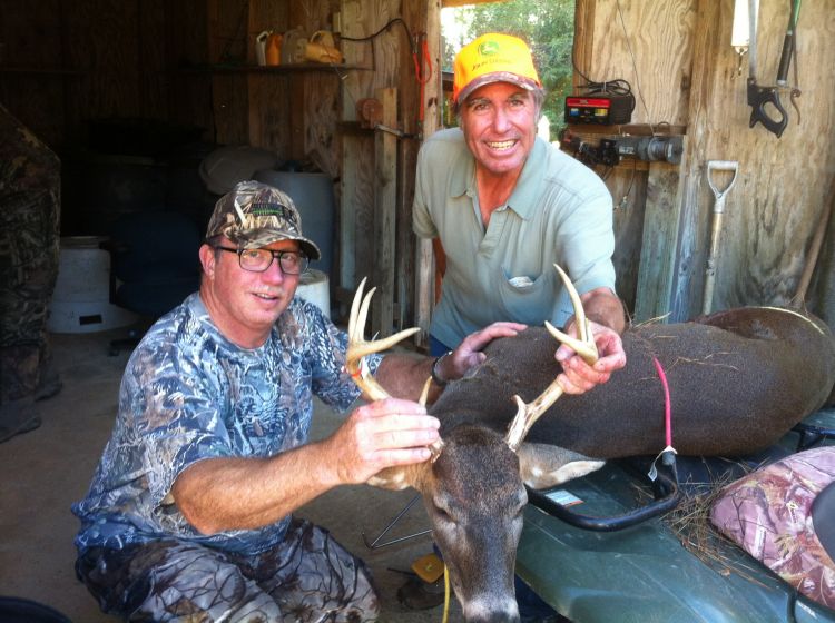 Louis Maduell (right), pictured with the author (left), harvested this management buck while hunting at the author’s club in East Feliciana Parish.