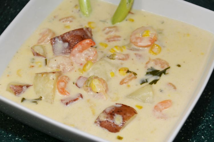 The Shrimp & Corn Bisque is richer than a seafood-corn soup, lighter than a Cajun seafood bisque, and is much more flavorful than a New England seafood chowder.