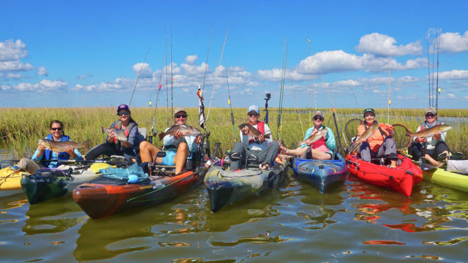 The Salty Chicks gathered for a group photo after a successful mothership trip to the marsh in Point Aux Chenes.