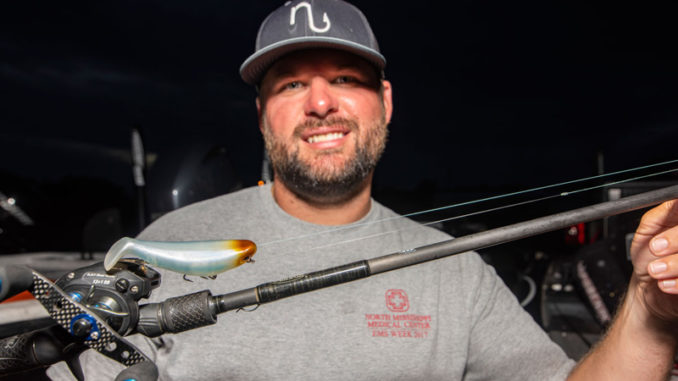 Mississippi pro Brock Mosley said a short mono leader is all that’s needed to provide a little stretch between braid and topwater lures like the Bill Lewis StutterStep.