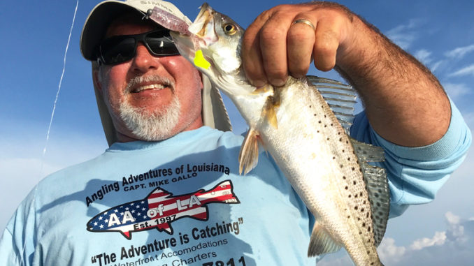 Capt. Mike Gallo targets specks in deeper spots when water temps hit about 55 degrees.