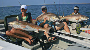 3 Bull Reds with 3 Anglers