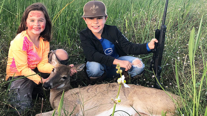 Whitney Defelice downed her first deer — a doe near Cypremort Point — earlier this fall. Her brother Ethan coached her through the shot — and helped drag it out of the marsh.