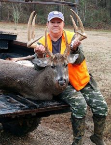 Kim Adams nailed this big Lincoln Parish 10-pointer from 200 yards with her husband's .30-06. The buck green-scored 162 inches at Simmons' Sporting Goods in Bastrop. 