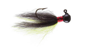 Black Lake hair jig in black chartreuse