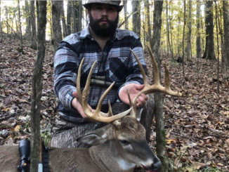 Hunter Hanks downed this nice 11-pointer, along with a big 8, from the same stand two weeks apart that totaled 300 inches of bone.