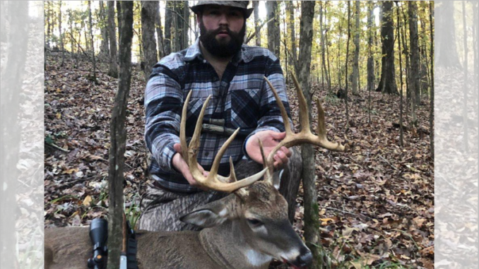 Hunter Hanks downed this nice 11-pointer, along with a big 8, from the same stand two weeks apart that totaled 300 inches of bone.
