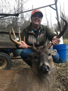 On Jan. 1, Helene Blanchard shot her first-ever buck - a big 10-pointer that stretched the tape to more than 152 inches of bone. 