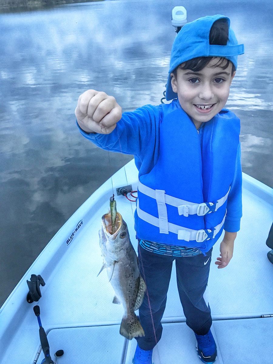 Cade Lacoste caught this Lake Mechant speck on a Matrix Shad green hornet.