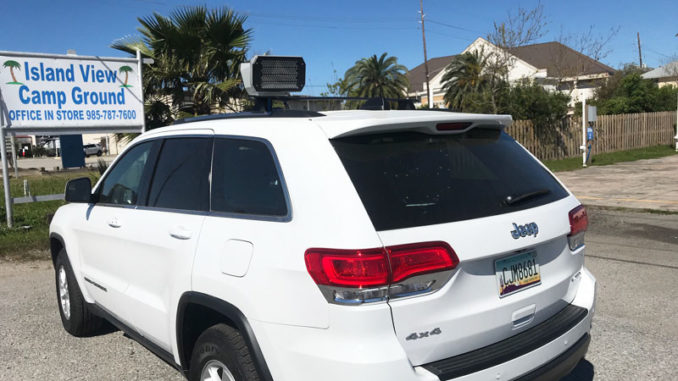 This Redflex Jeep, outfitted with radar and cameras, is currently in testing mode on Grand Isle. Eventually it will be used to enforce posted speed limits, and violators will receive a civil ticket in the mail, according to Grand Isle Police Chief Laine Landry.