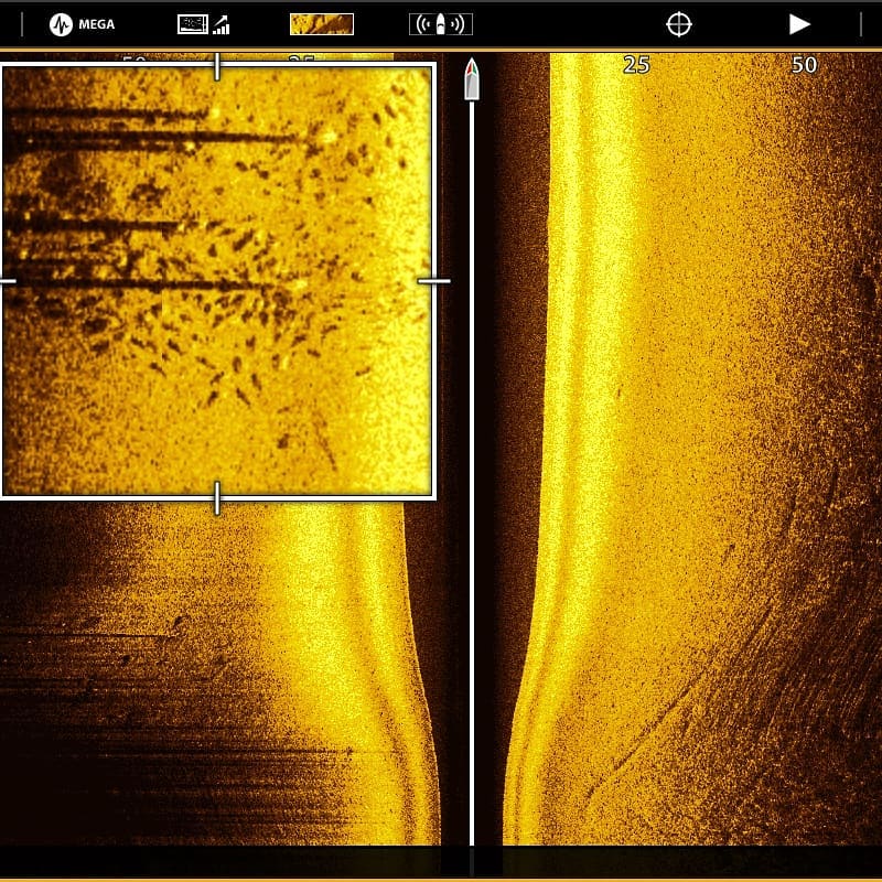 The Side Imaging feature on the Humminbird Solix helps Capt. Ben Powers locate redfish on docks.