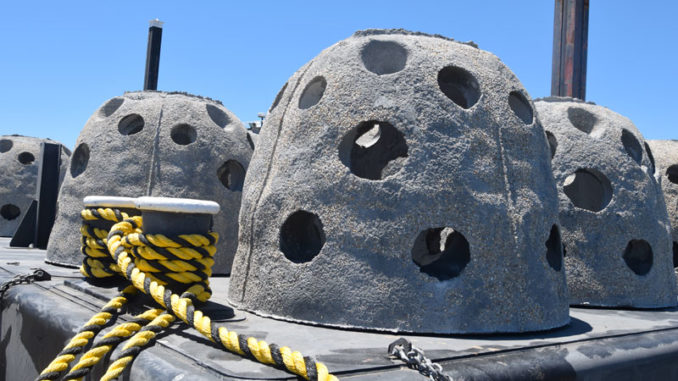 Reefballs like this one, along with large chunks of limestone and some shells, will be used in construction of new artificial reefs proposed for four sites in Lake Borgne and the Mississippi Sound.