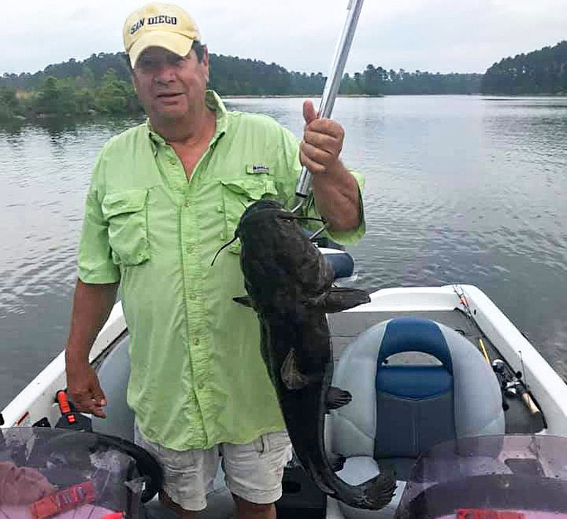 Wendell Young also caught this 12-pound spotted (flathead) catfish on the trotline Thursday, May 2, in Indian Creek Reservoir.