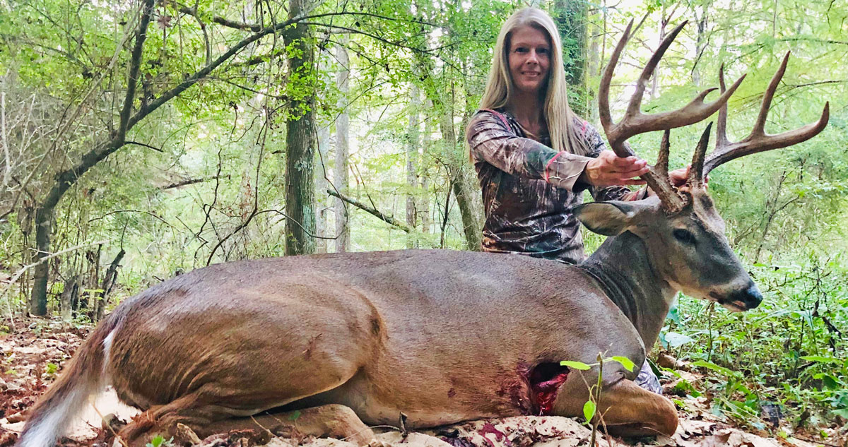 Rachel Pepper's Webster Parish buck had 9 points with an inside spread of 18 ¼ inches and main beams 22 inches. (Photo courtesy of Rachel Pepper)