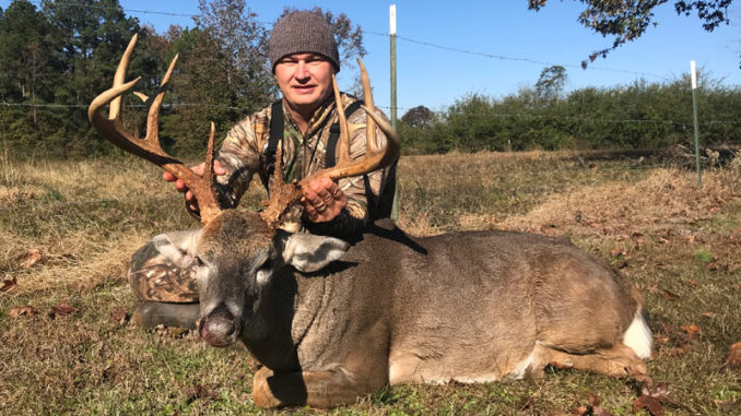 George Winters and his 150-inch main-frame 8-pointer he took on Nov. 15 in Claiborne Parish.