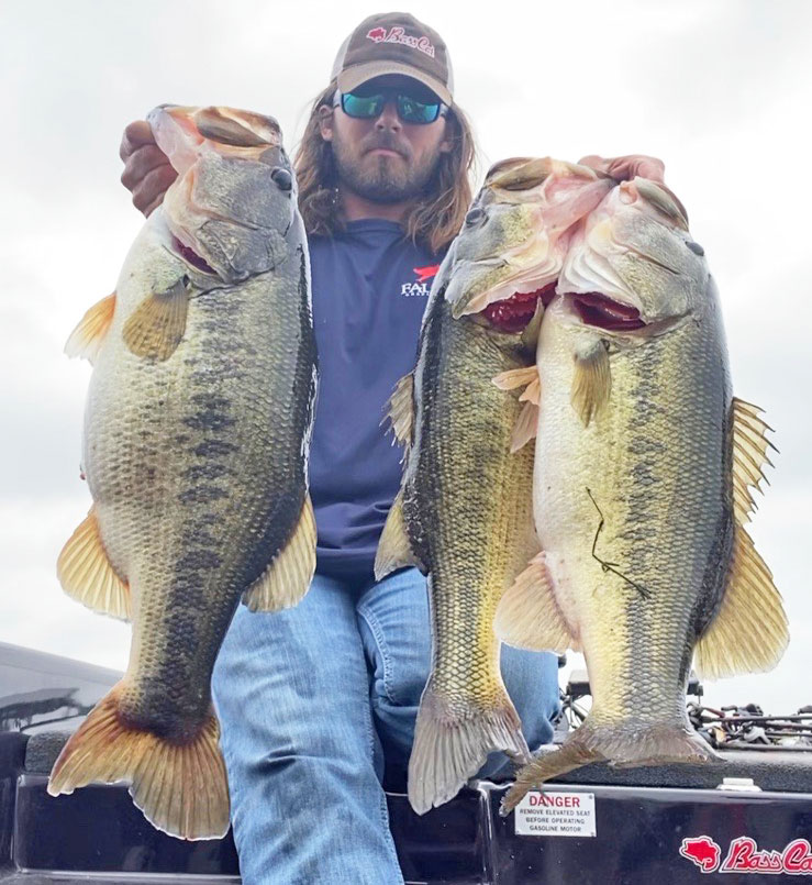 Hunter Freeman’s biggest three Caney largemouth on March 2 weighed 23.5 pounds.