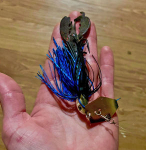 The chatterbait that fooled Kaycee LeBrun’s 11.14 lunker.