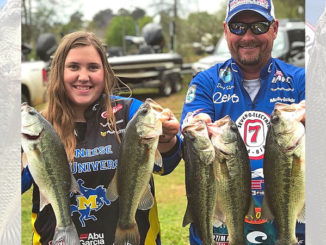 Annabelle Guins and her father, Doug, know very well how to take quality Toledo Bend largemouths during the shad spawn. (Photo courtesy Doug Guins)
