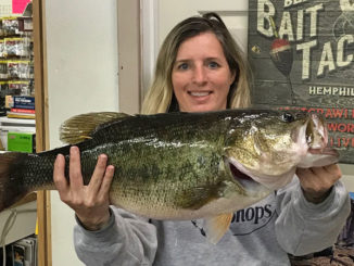 Leesville’s Tabatha Green displays her Toledo Bend 10.21-pounder taken on a Zoom Brush Hog in Palo Gaucho March 28. (Photo courtesy of Toledo Bend Lake Association)