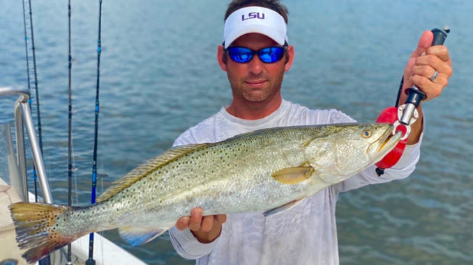 John Solari with his 2020 STAR champion 29-inch long, 8.27-pound speckled trout.