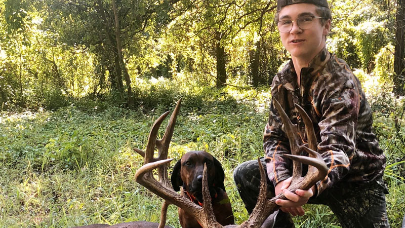 Gray Worthey with his 14-point Hogue Island buck shot during the opening week of bow season. The big buck scored 170.