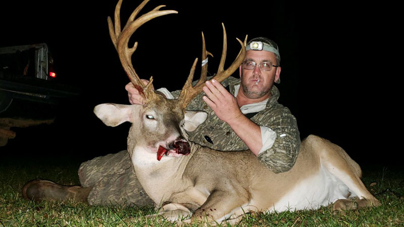 Choudrant resident Chris Lewis killed a big 17-point Lincoln Parish buck on Nov. 1. Lewis had put out a pile of deer attractant, Mo-Bucks.
