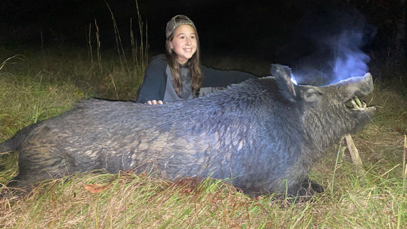 11-year-old Kayden's first hog