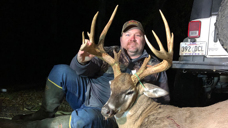 Brad Adams and his cousin Jason Enlow both took trophy bucks in Concordia Parish. The land provides plenty of cover for deer.
