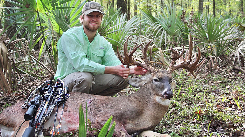 The huge indescribable 46-point buck Brennan Morris of Rayville got in Richland Parish on Nov. 5 will likely be the state crossbow record.