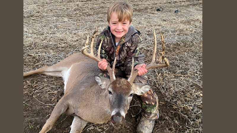 Youth hunter Connor Campbell takes his first buck