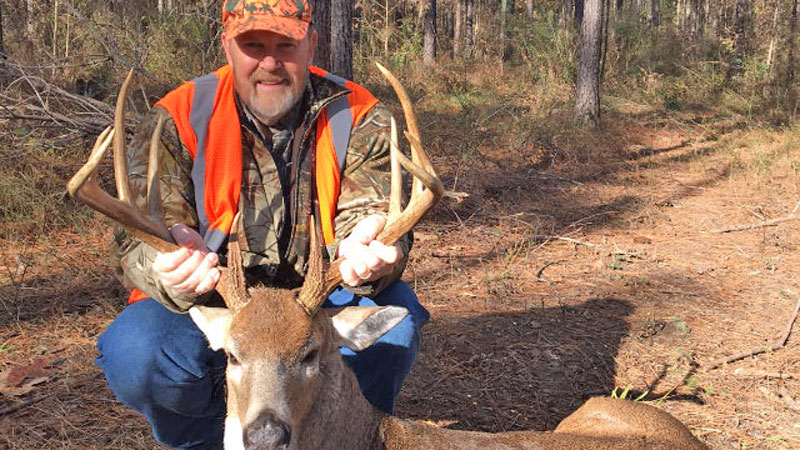 Steve Davidson took a big 10-point buck at the Leatherman Creek hunting club in southwest Claiborne Parish on Dec. 2.