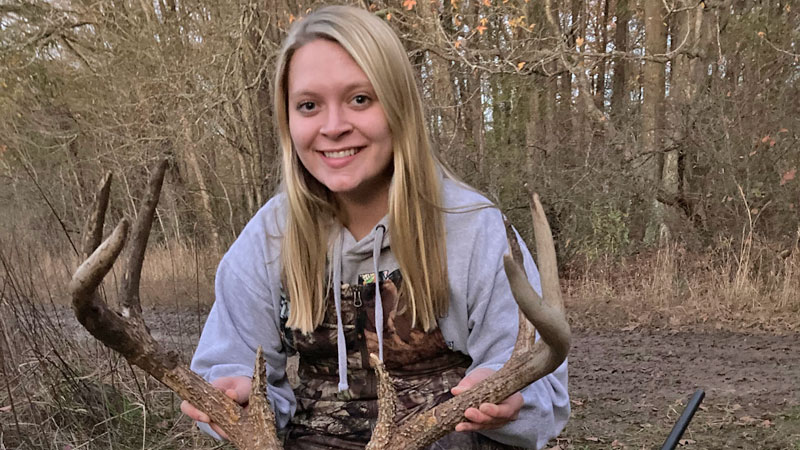Hannah Odom took a big 8-point buck on Dec. 17, while hunting with her father at their 700 acre hunting club in Madison Parish.