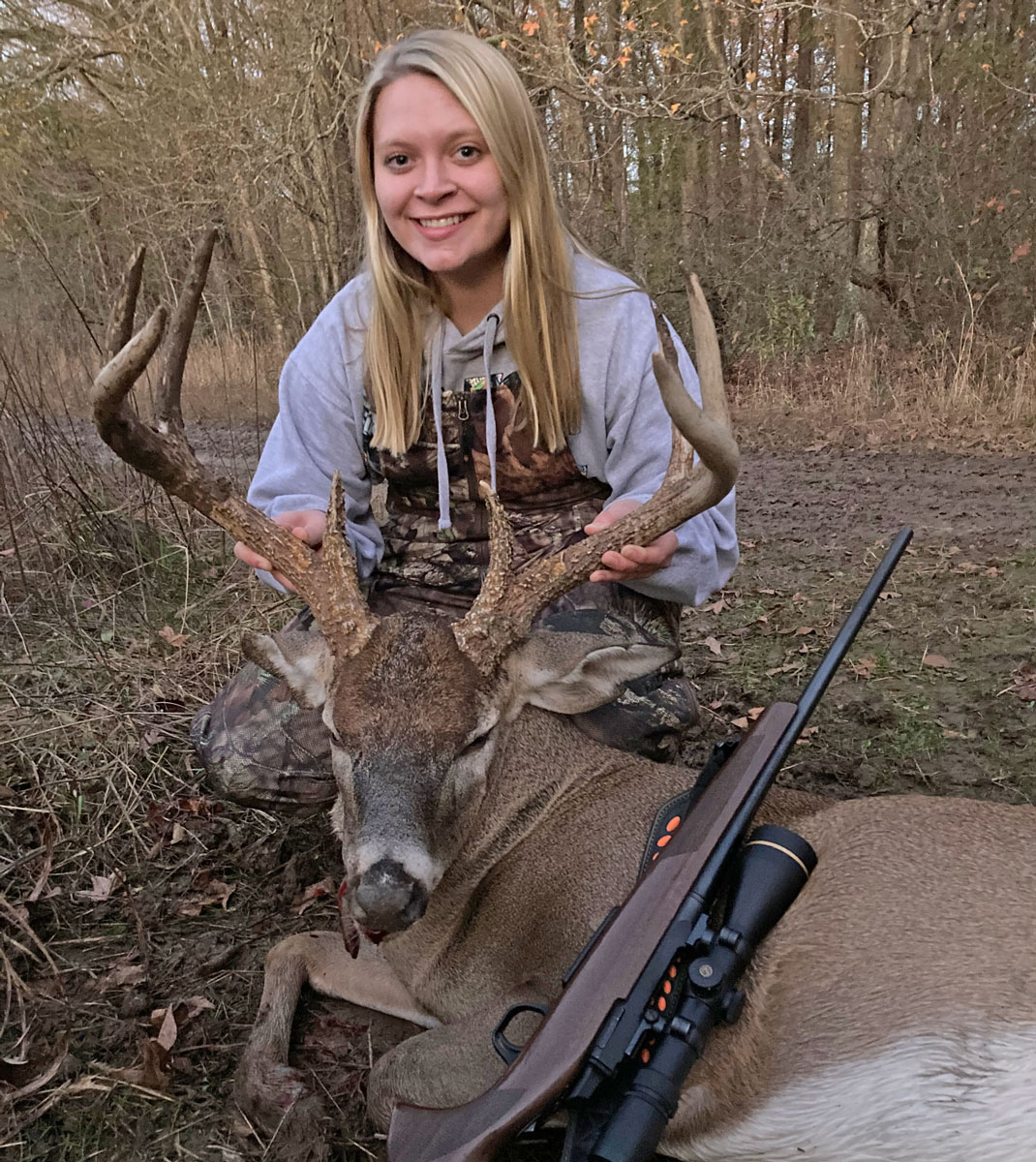 Hannah Odom and her Madision Parish 8-point buck taken on Dec. 17.